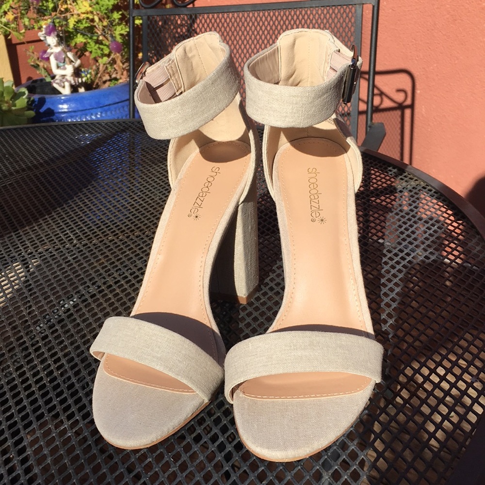 Tan Textured Wedged Heels